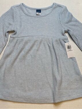 Old Navy Baby Girl Dress 12-18M NWT Silver Shimmer Ribbed Long Sleeve